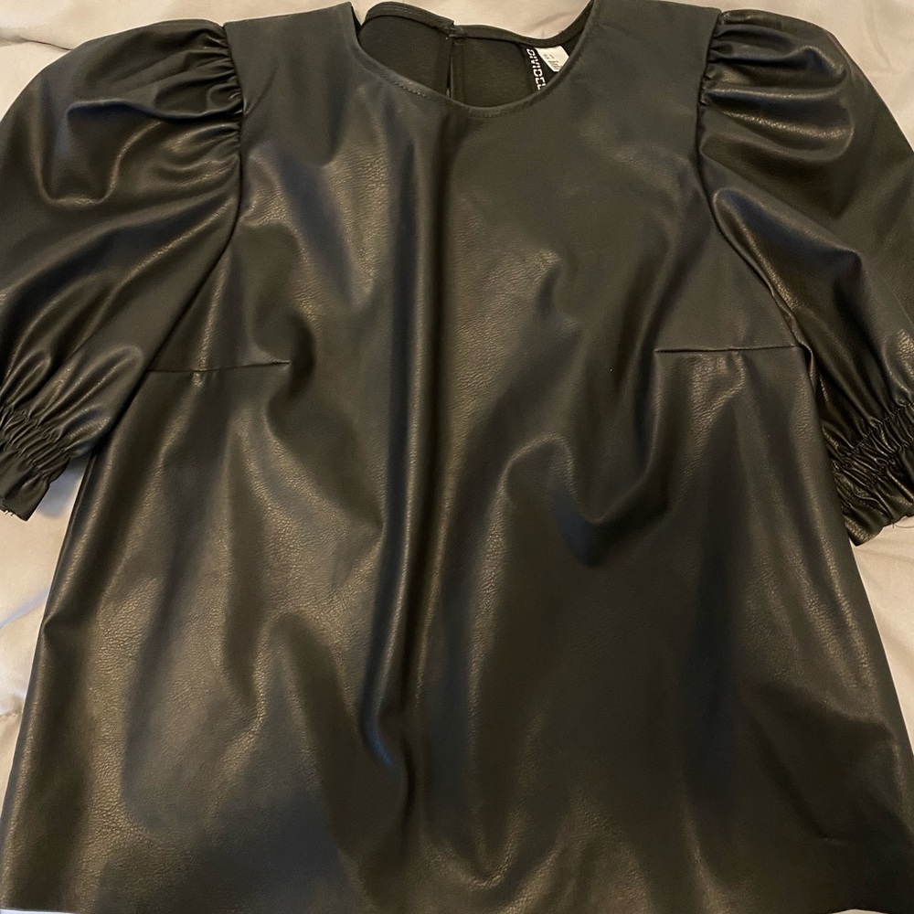 Black Faux Leather Shirt